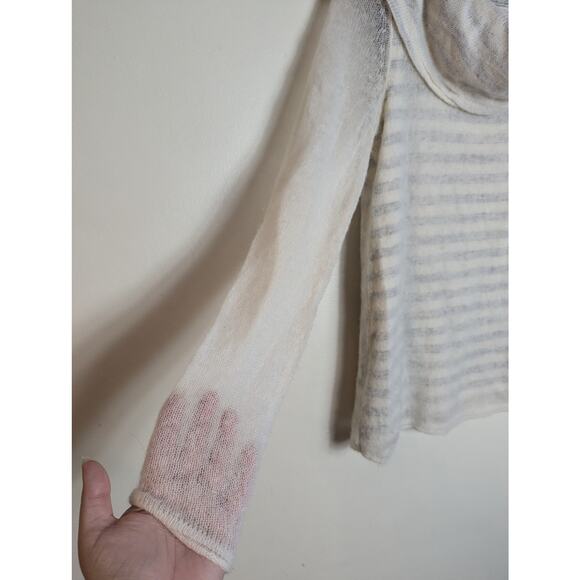 Anthropologie Moth Striped Alpaca Wool Blend Cowl Neck Sweater - Picture 3 of 8